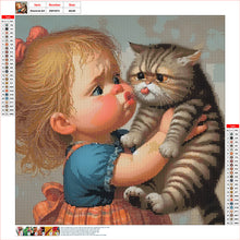 Load image into Gallery viewer, Diamond Painting - Full Round - Little Girl And Kitten (40*40CM)
