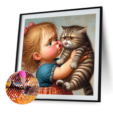 Load image into Gallery viewer, Diamond Painting - Full Round - Little Girl And Kitten (40*40CM)
