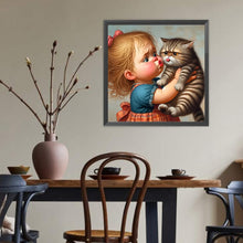 Load image into Gallery viewer, Diamond Painting - Full Round - Little Girl And Kitten (40*40CM)
