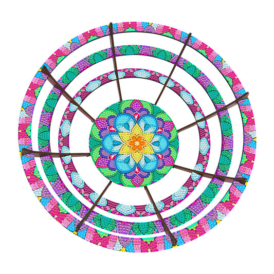 Flower Diamond Painting Wooden Serving Tray Decorative Diamond Art Fruit Tray(C)