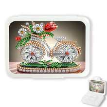 Load image into Gallery viewer, Bicycle Rhinestones Pill Storage Box Diamond Painting Pill Case for Art Craft

