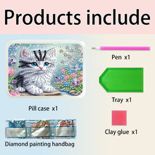 Load image into Gallery viewer, Cat Rhinestones Pill Storage Box Diamond Painting Pill Case for Art Craft
