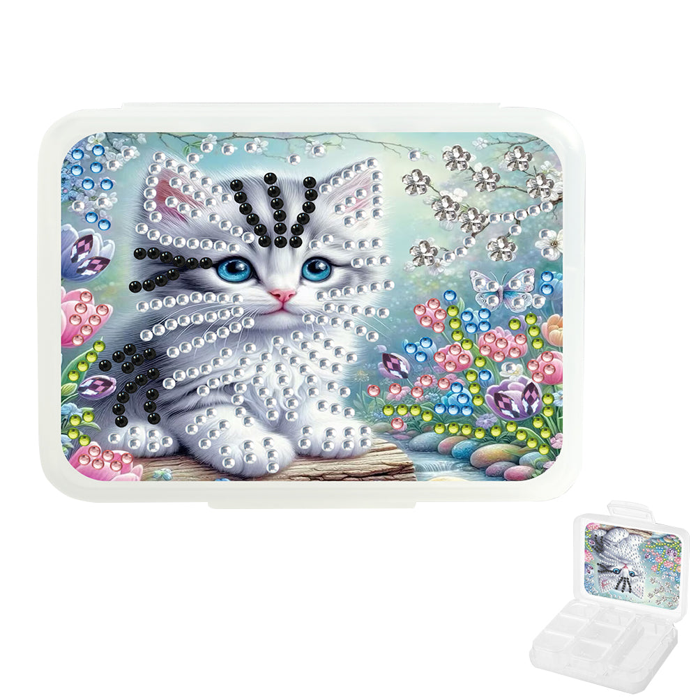 Cat Rhinestones Pill Storage Box Diamond Painting Pill Case for Art Craft