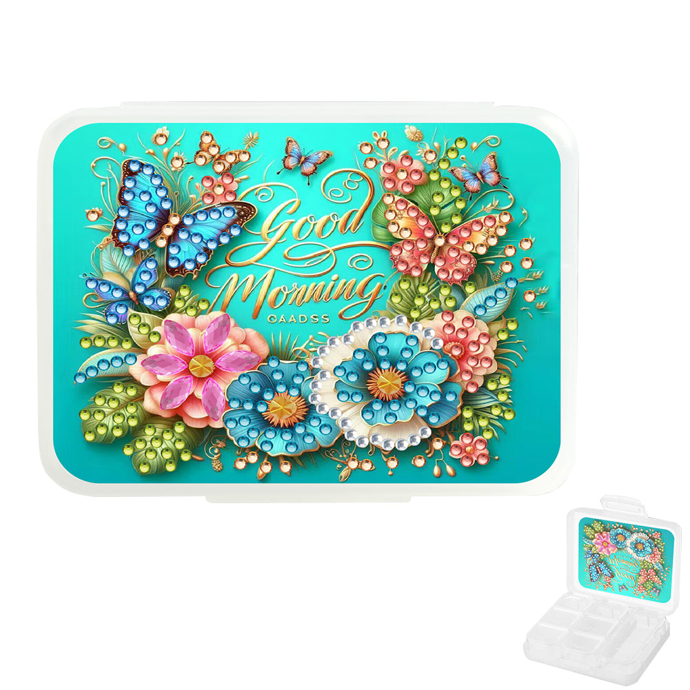 Flowers Rhinestones Pill Storage Box Diamond Painting Pill Case for Art Craft