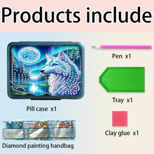 Load image into Gallery viewer, Wolf Rhinestones Pill Storage Box Diamond Painting Pill Case for Art Craft
