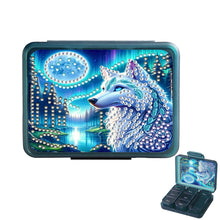 Load image into Gallery viewer, Wolf Rhinestones Pill Storage Box Diamond Painting Pill Case for Art Craft
