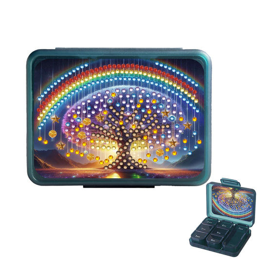 Rainbow Tree Pill Storage Box Diamond Painting Pill Case for Art Craft