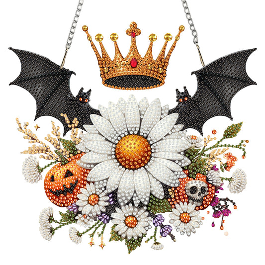 2D Flat Acrylic DIY Bat Crown Hanging Diamond Art Kits Wall Door Decoration