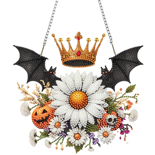2D Flat Acrylic DIY Bat Crown Hanging Diamond Art Kits Wall Door Decoration