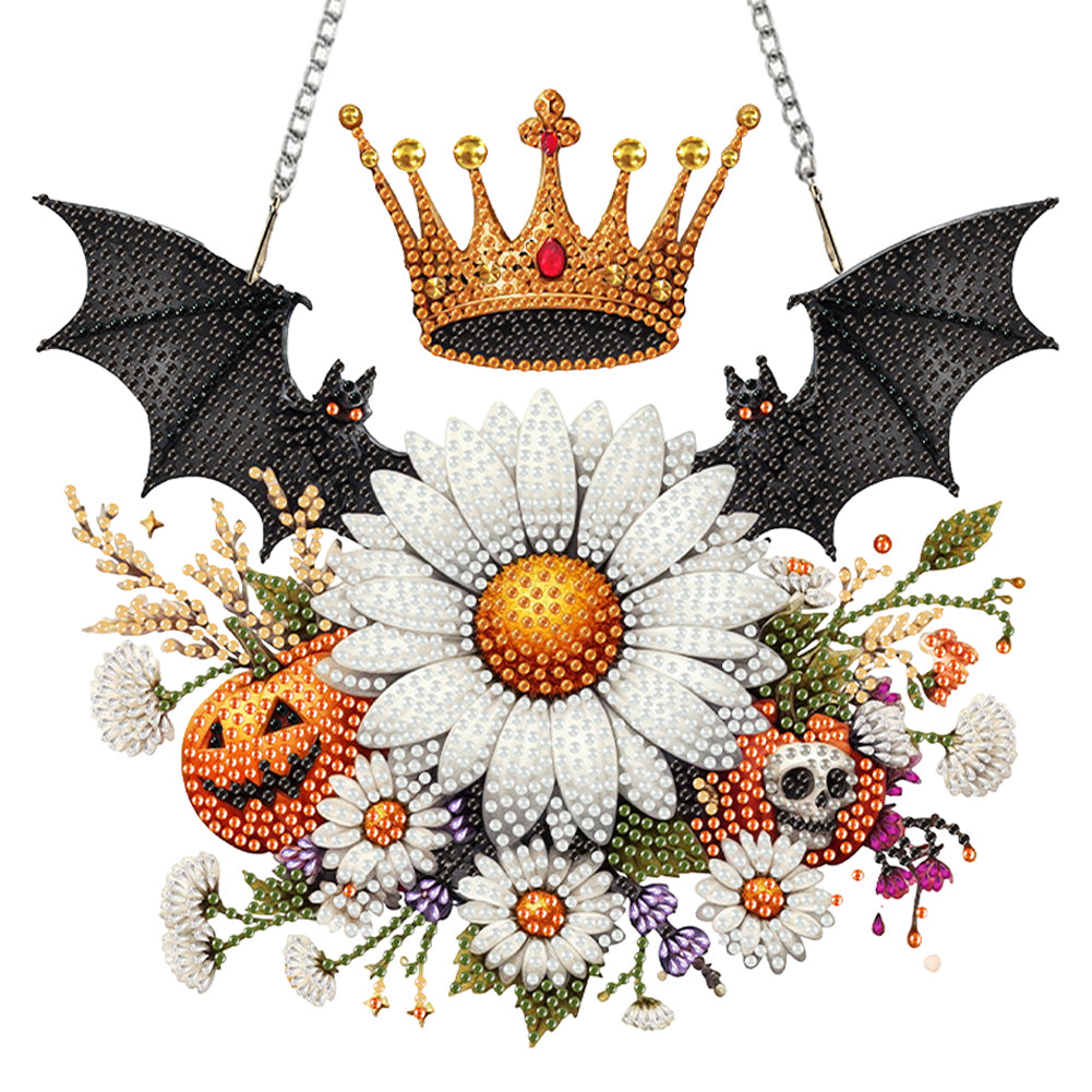 2D Flat Acrylic DIY Bat Crown Hanging Diamond Art Kits Wall Door Decoration