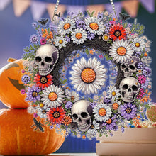 Load image into Gallery viewer, 2D Flat Acrylic DIY Skull Wreath Hanging Diamond Art Kits Wall Door Decoration
