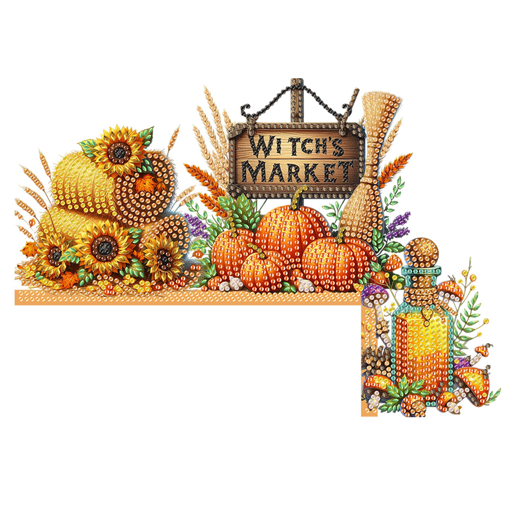 Harvest Pumpkin Diamond Art Door Right Angle Sign for Indoor Outdoor Wall