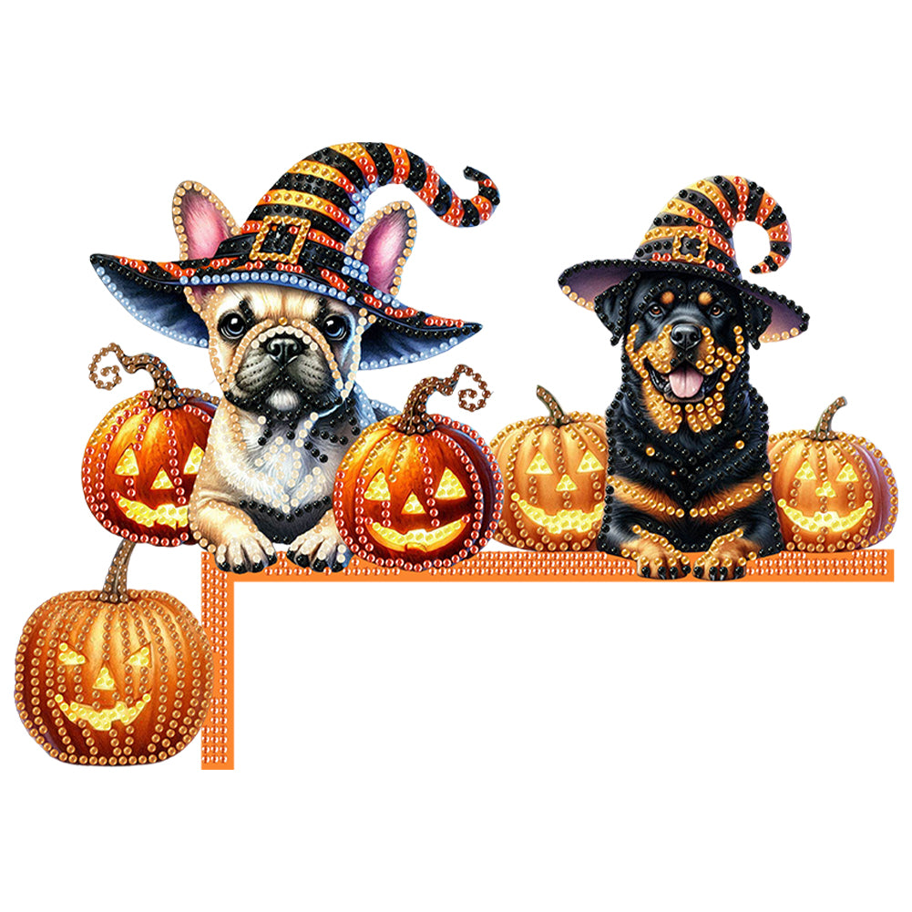 Halloween Dog Diamond Art Door Right Angle Sign for Indoor Outdoor Wall