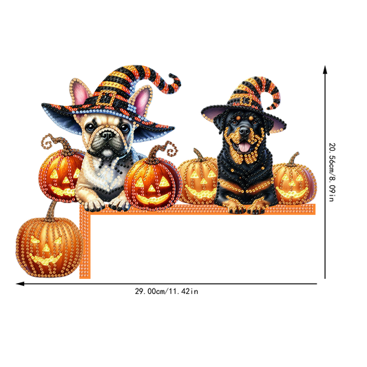 Halloween Dog Diamond Art Door Right Angle Sign for Indoor Outdoor Wall