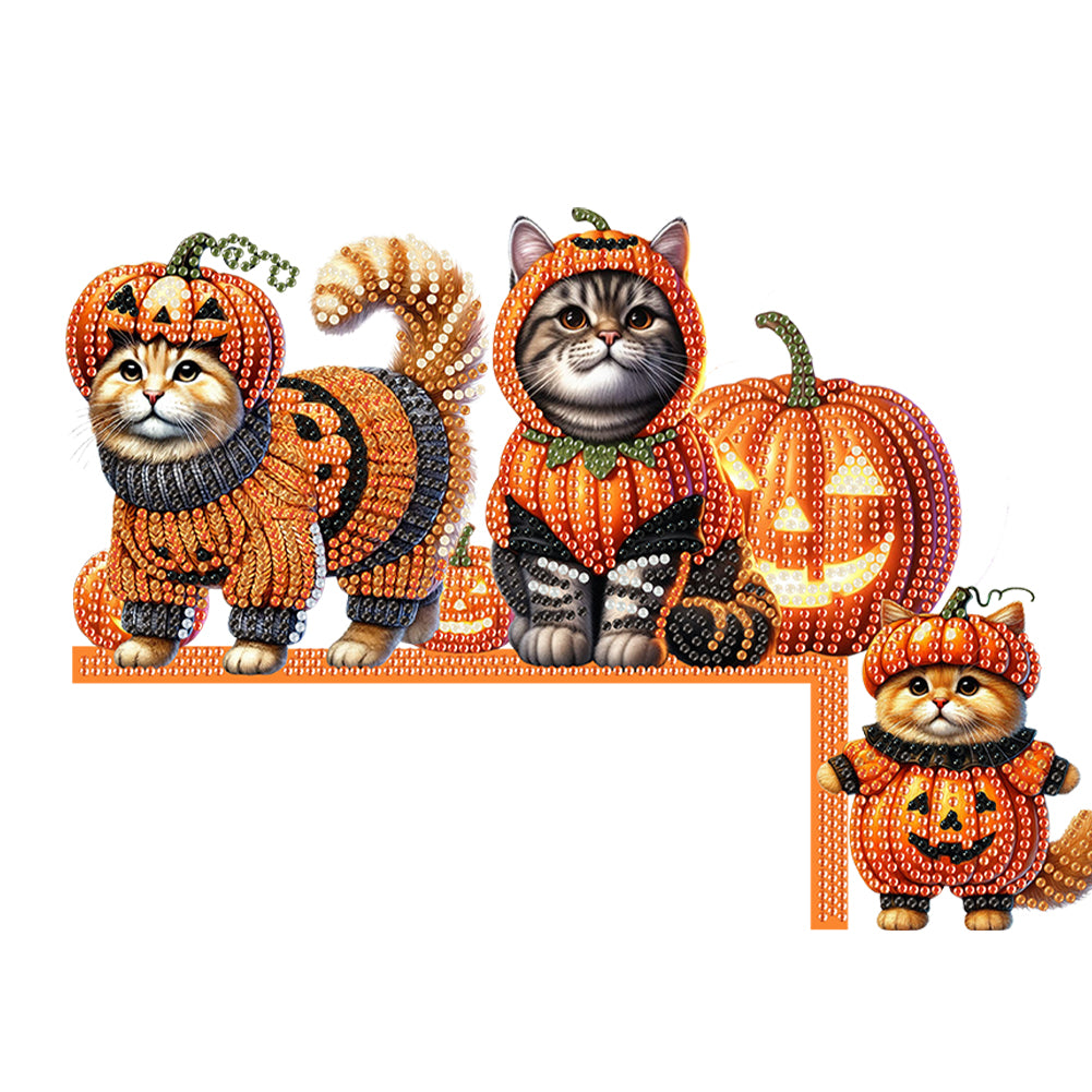Halloween Cat Diamond Art Door Right Angle Sign for Indoor Outdoor Wall