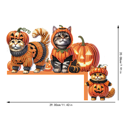 Halloween Cat Diamond Art Door Right Angle Sign for Indoor Outdoor Wall
