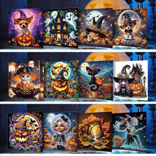 Load image into Gallery viewer, 12Pcs Halloween Diamond Painting Greeting Card Set for Festivals and Celebration
