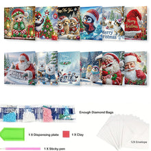 Load image into Gallery viewer, 12Pcs Xmas Diamond Painting Greeting Card Set for Festivals and Celebrations
