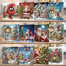 Load image into Gallery viewer, 12Pcs Xmas Diamond Painting Greeting Card Set for Festivals and Celebrations
