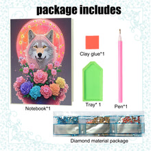 Load image into Gallery viewer, DIY Diamond Painting Notebook 50 Pages A5 Diamond Art Diary Book(Moonlight Wolf)
