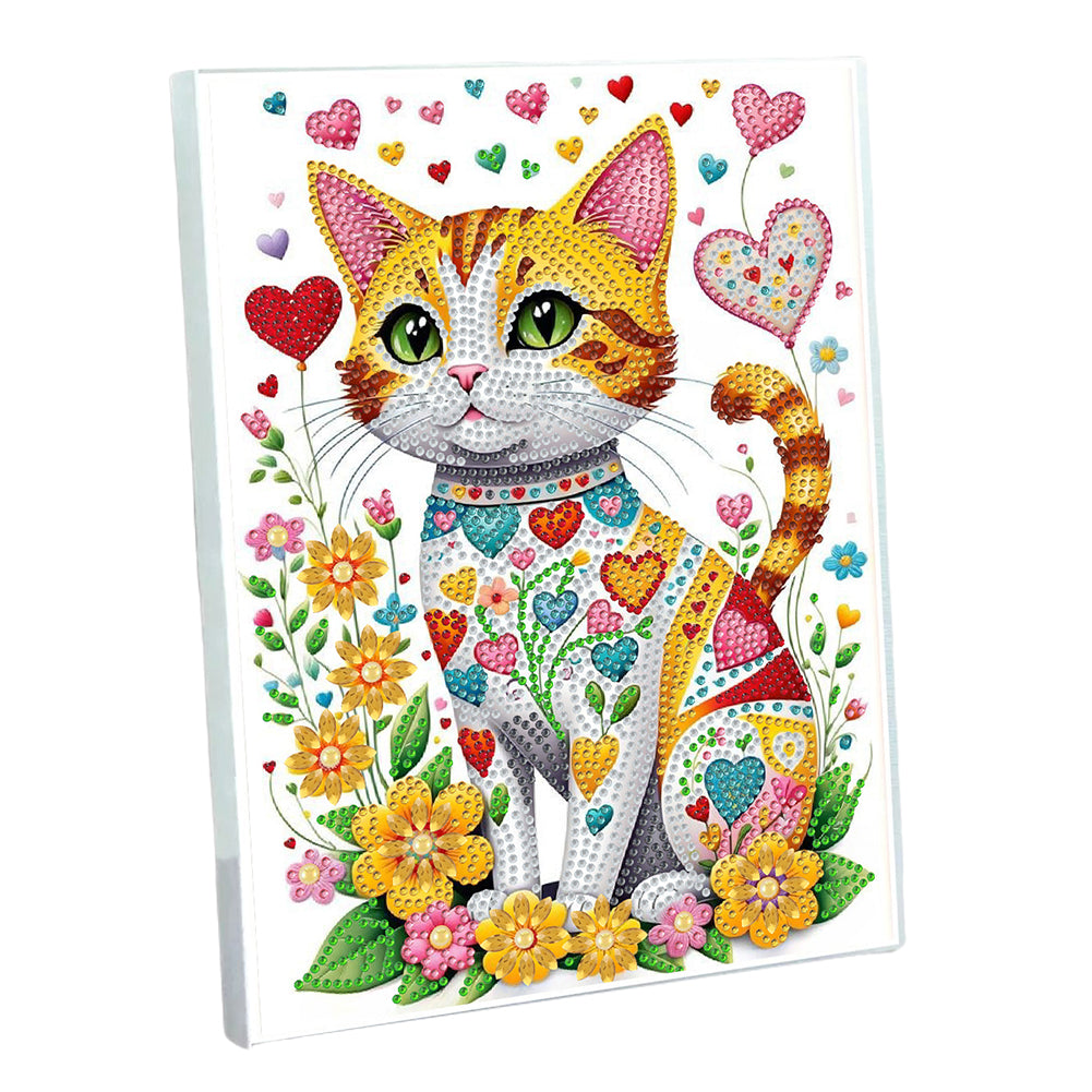 DIY Diamond Painting Notebook 50 Pages A5 Diamond Art Diary Book (Flower Cat)