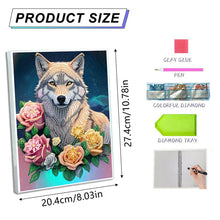 Load image into Gallery viewer, DIY Diamond Painting Notebook 50 Pages A5 Diamond Art Diary Book (Flower Wolf)

