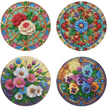 Load image into Gallery viewer, 4pcs DIY Diamond Dot Kits Flowers Diamond Painting Placemats Projects for Beginner
