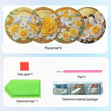Load image into Gallery viewer, 4pcs DIY Diamond Dot Kits Yellow Rose Bird Diamond Crafts Projects for Beginners
