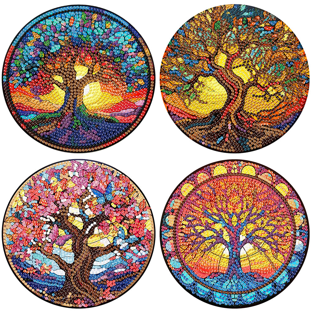 4pcs DIY Diamond Dot Kits Tree Of Life Diamond Crafts Projects for Beginners