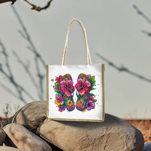 Load image into Gallery viewer, 5D Diamond Painting Handbag DIY Linen Shopping Storage Bag (Flower Slippers)
