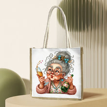 Load image into Gallery viewer, 5D Diamond Painting Handbag DIY Linen Shopping Storage Bag for Women (Old Lady)
