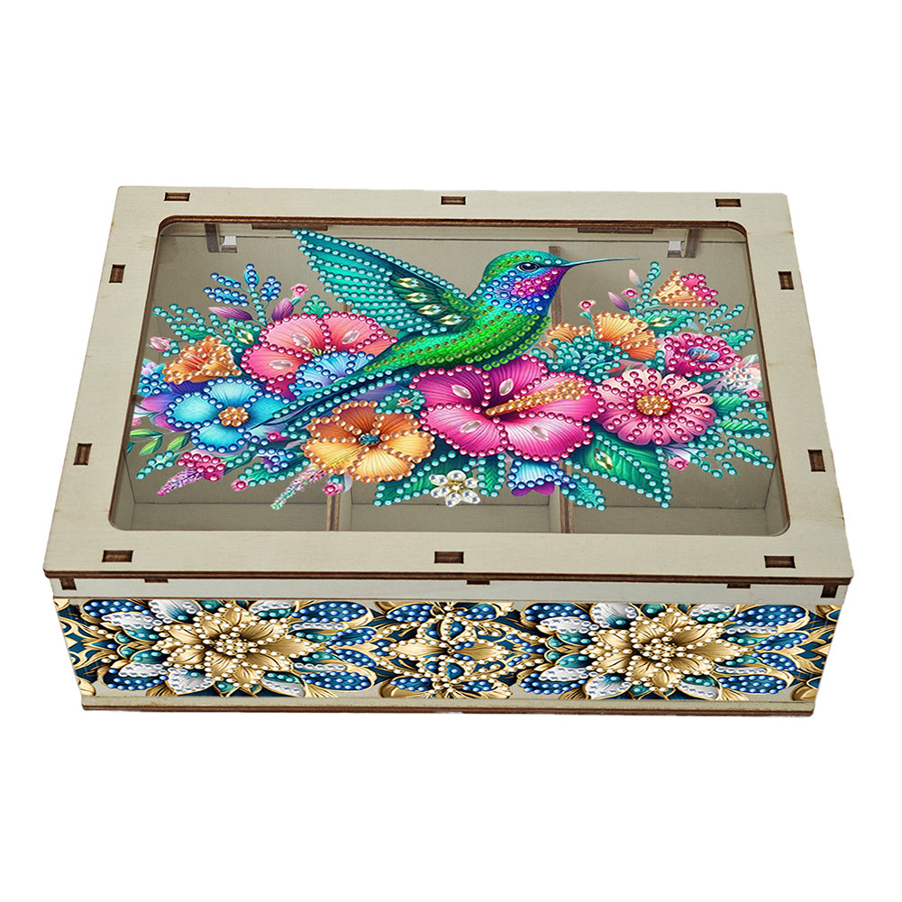 Diamond Art Storage Case Wooden Diamond Painting Container Box (Hummingbird)