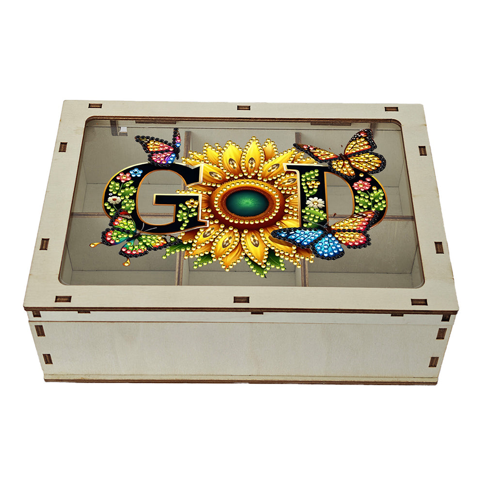 Diamond Art Jewelry Storage Case Wooden Diamond Painting Container Box (God)