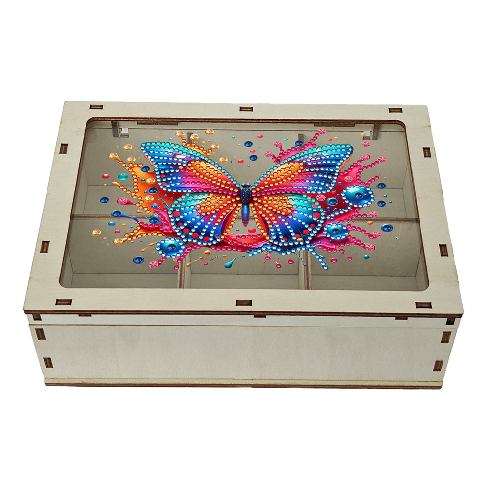 Diamond Art Storage Case Wooden Diamond Painting Container Box (Butterfly)