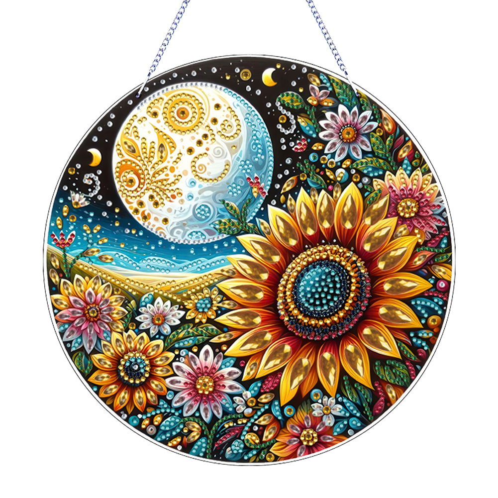 2D Flat DIY Diamond Art Pendant Diamond Painting Set Home Wall Decor (Sunflower)