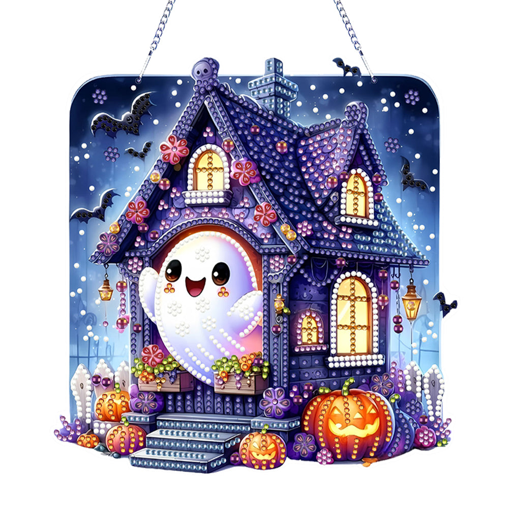 2D Flat DIY Diamond Art Pendant Diamond Painting Set Home Decor(Halloween Ghost)