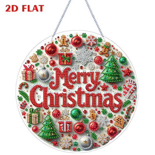 2D Flat DIY Diamond Art Pendant Diamond Painting Set Home Wall Decor (Christmas)