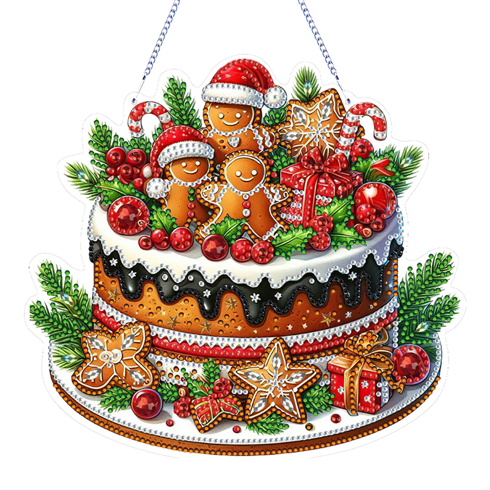2D Flat Diamond Art Pendant Diamond Painting Set Home Decor (Gingerbread Cake)