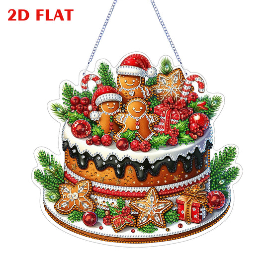 2D Flat Diamond Art Pendant Diamond Painting Set Home Decor (Gingerbread Cake)