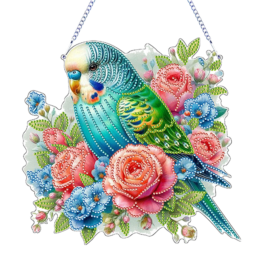 2D Flat DIY Diamond Art Pendant Diamond Painting Set Home Decor (Flower Parrot)
