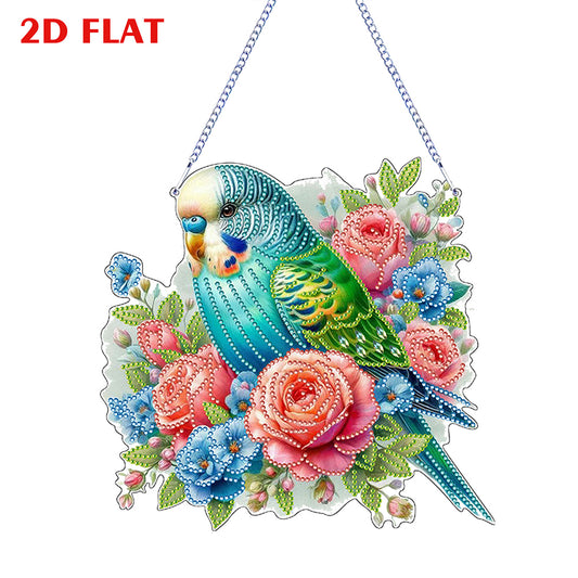 2D Flat DIY Diamond Art Pendant Diamond Painting Set Home Decor (Flower Parrot)