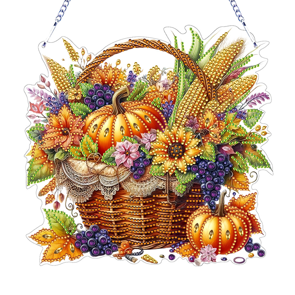 2D Flat DIY Diamond Art Pendant Diamond Painting Set Home Decor (Pumpkin Basket)