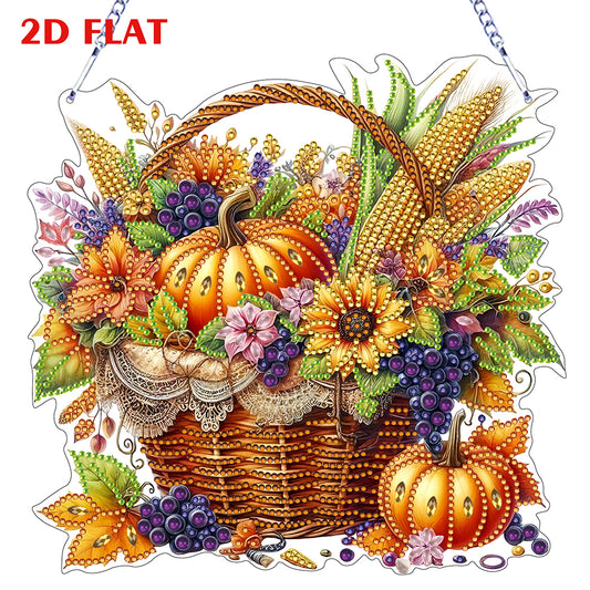 2D Flat DIY Diamond Art Pendant Diamond Painting Set Home Decor (Pumpkin Basket)