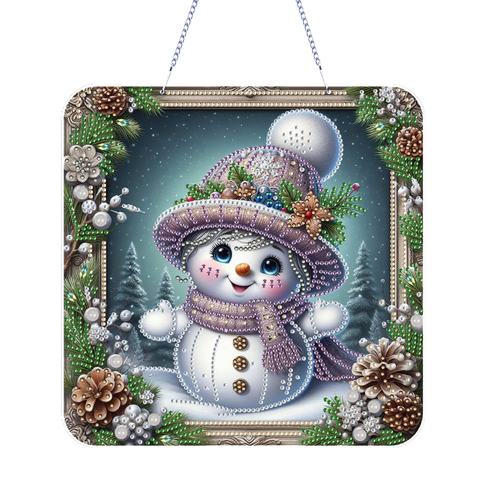 2D Flat DIY Diamond Art Pendant Diamond Painting Set Home Wall Decor (Snowman)