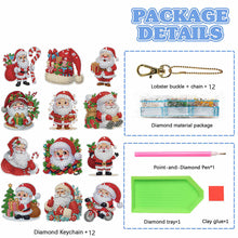 Load image into Gallery viewer, 12Pcs Christmas Diamond Painting Keychain Rhinestone Painting Keychain Pendant
