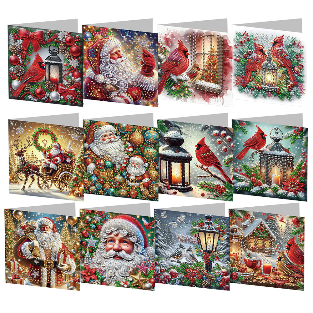 DIY Diamond Art Greeting Cards Congratulations Cards & Gifts (12pcs Christmas)