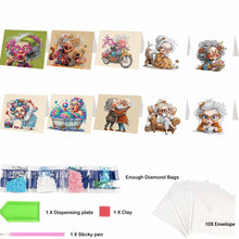 Load image into Gallery viewer, DIY Diamond Art Greeting Cards Congratulations Cards &amp; Gifts (10pcs Old Lady)
