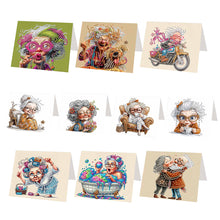 Load image into Gallery viewer, DIY Diamond Art Greeting Cards Congratulations Cards &amp; Gifts (10pcs Old Lady)
