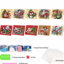 Load image into Gallery viewer, DIY Diamond Art Greeting Cards Congratulations Cards &amp; Gifts (10pcs Christmas)
