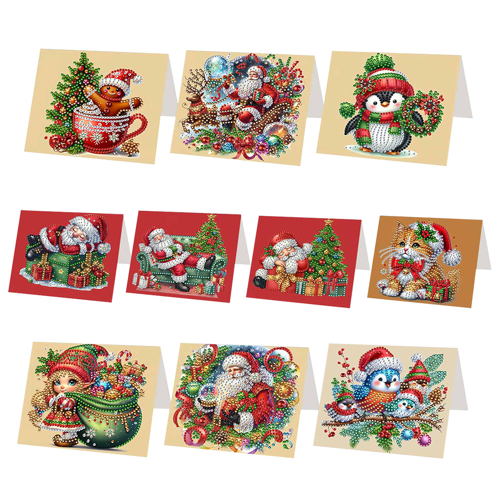 DIY Diamond Art Greeting Cards Congratulations Cards & Gifts (10pcs Christmas)